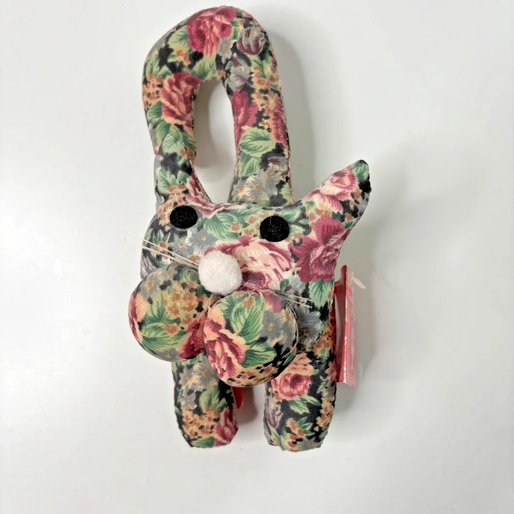 VTG 90s Victorian Lane Cat Plush Door Hang Stuffed Animal‎ Kitty Cottage Kitschy